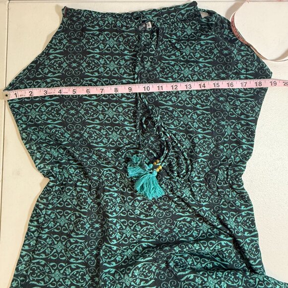 Earthbound Trading Women's Med Halter Maxi Green Paisley Dress Boho Flowy Slit - Picture 12 of 13